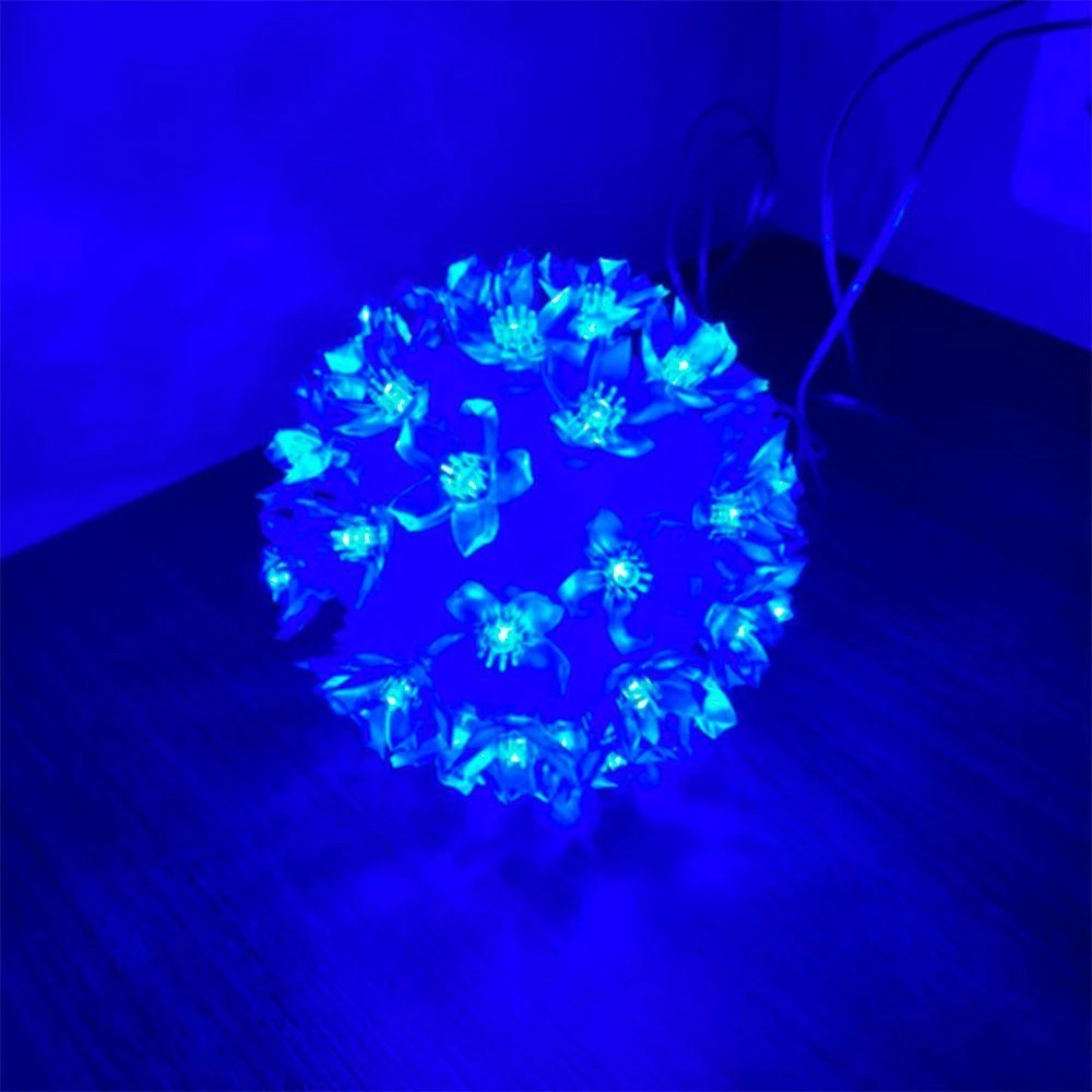 Globo Lampadas Luzes De Led Flor Bola Natal Decoração Tomada Azul