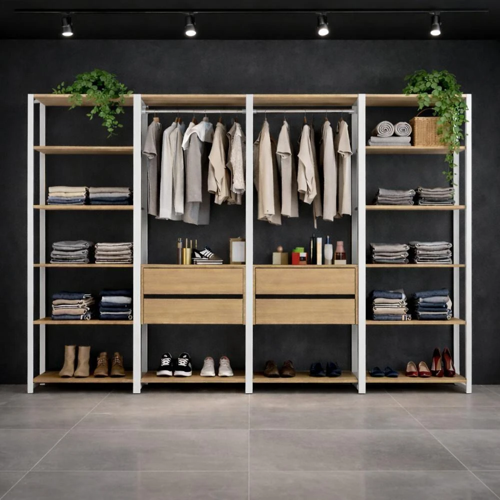 Guarda-roupa Closet Modulado Texas 4 Gavetas 270cm Multimóveis Mp4787 Branco/madeirado