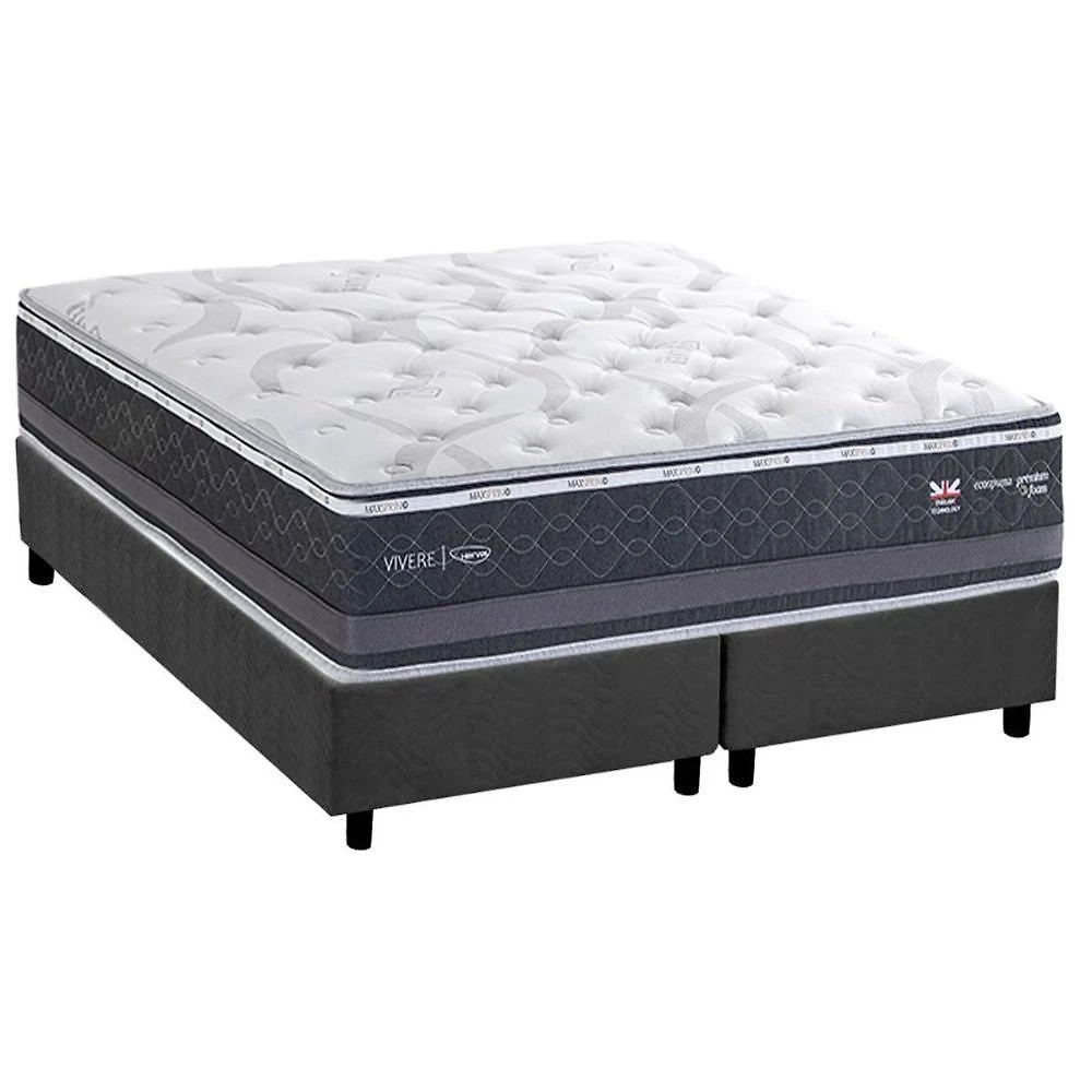 Cama Box com Colchão Queen Suede Gray Euro Pillow Molas Ensacadas Herval