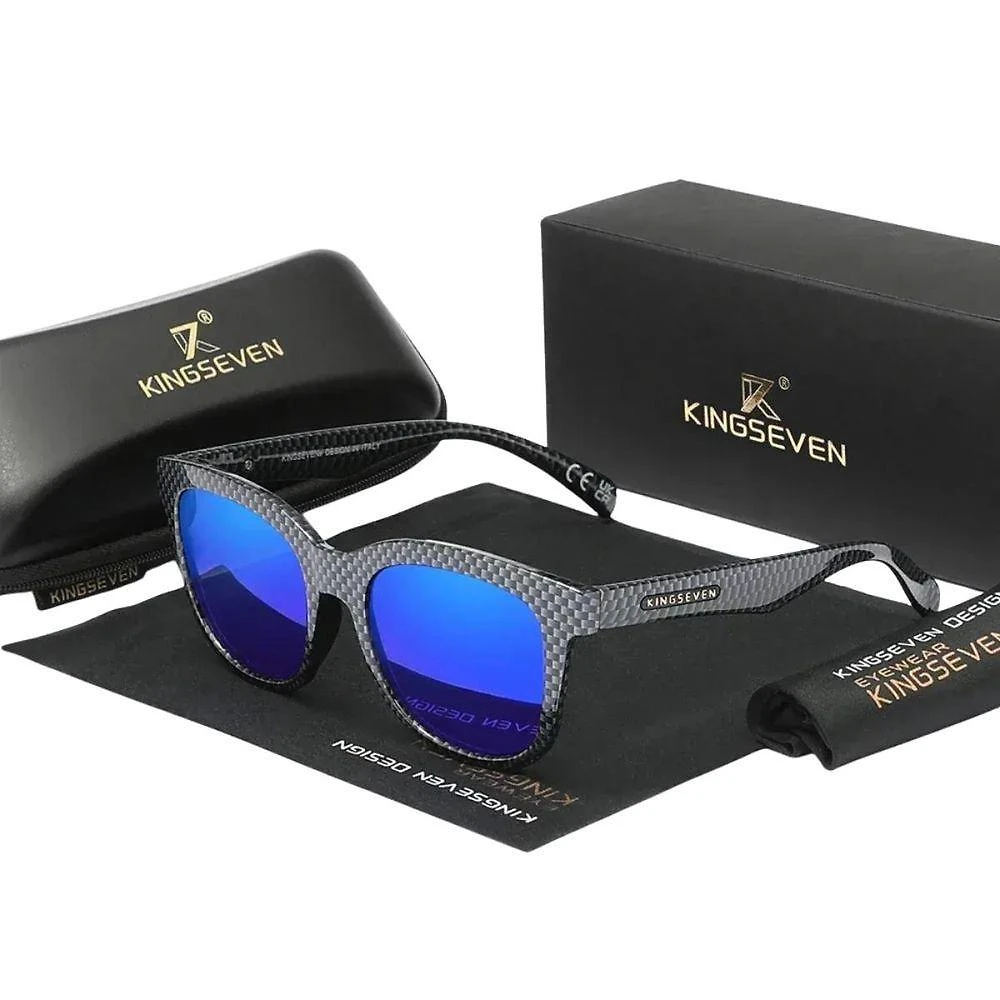 Óculos De Sol Masculino Redondo Quadro Completo Kingseven 788 Azul