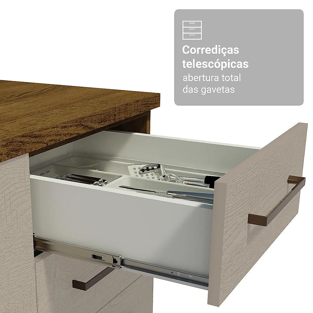 Armário de cozinha compacta 190cm com cristaleira rustic/crema agata madesa 01