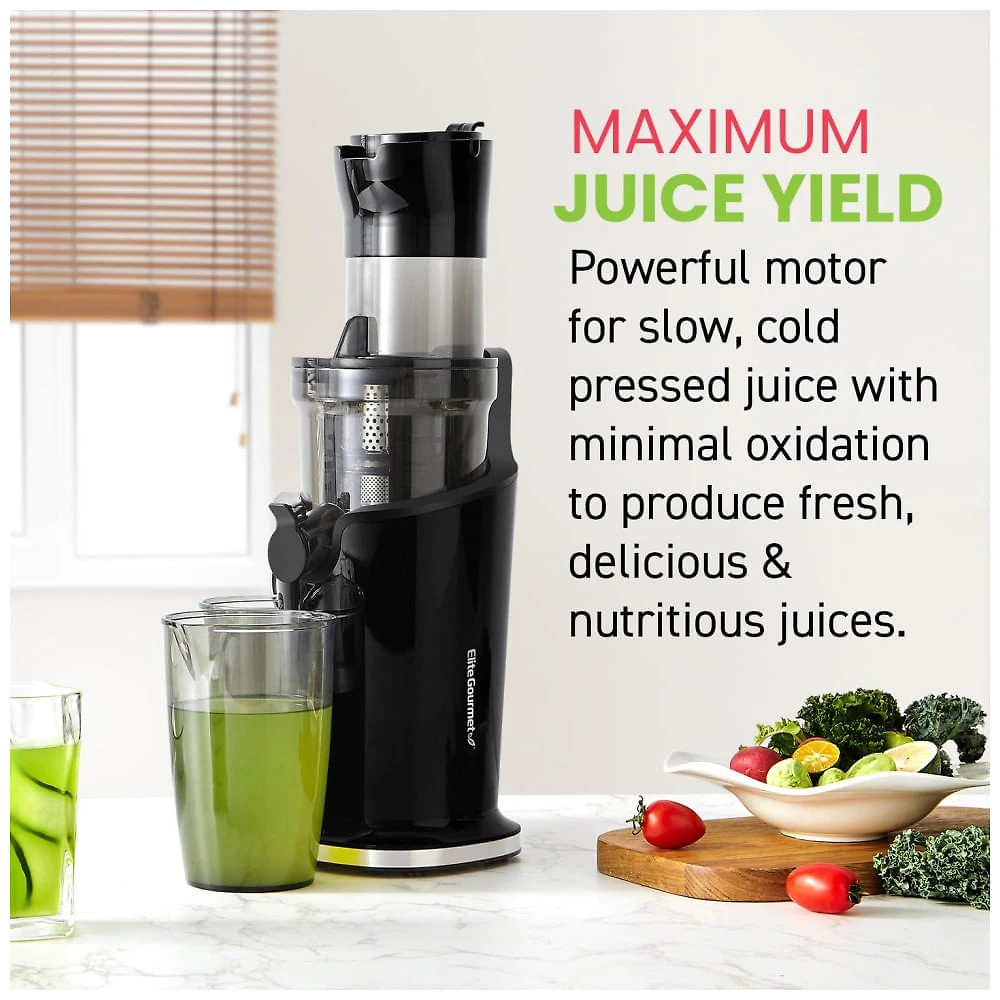 Miniatura Centrifuga de Frutas de Prensa Fria com Calha de Alimentação Para Até 3 Frutas Inteiras e Copo de 800mL, 110V 150W, El...