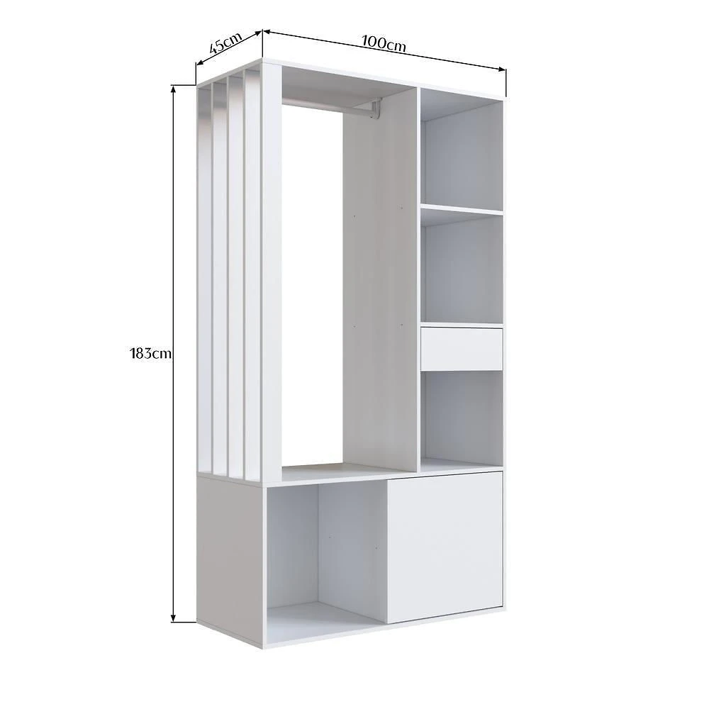 Miniatura Guarda Roupas Closet Com 1 Gaveta 1 Cabideiro 2 Prateleiras E 1 Porta Cl100 Branco