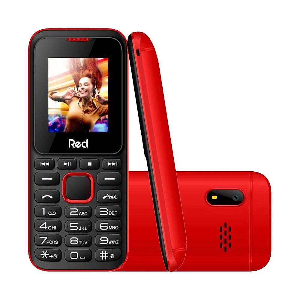 Miniatura Celular Red Mobile Fit Music 2 Preto e Vermelho Dual Chip com Lanterna