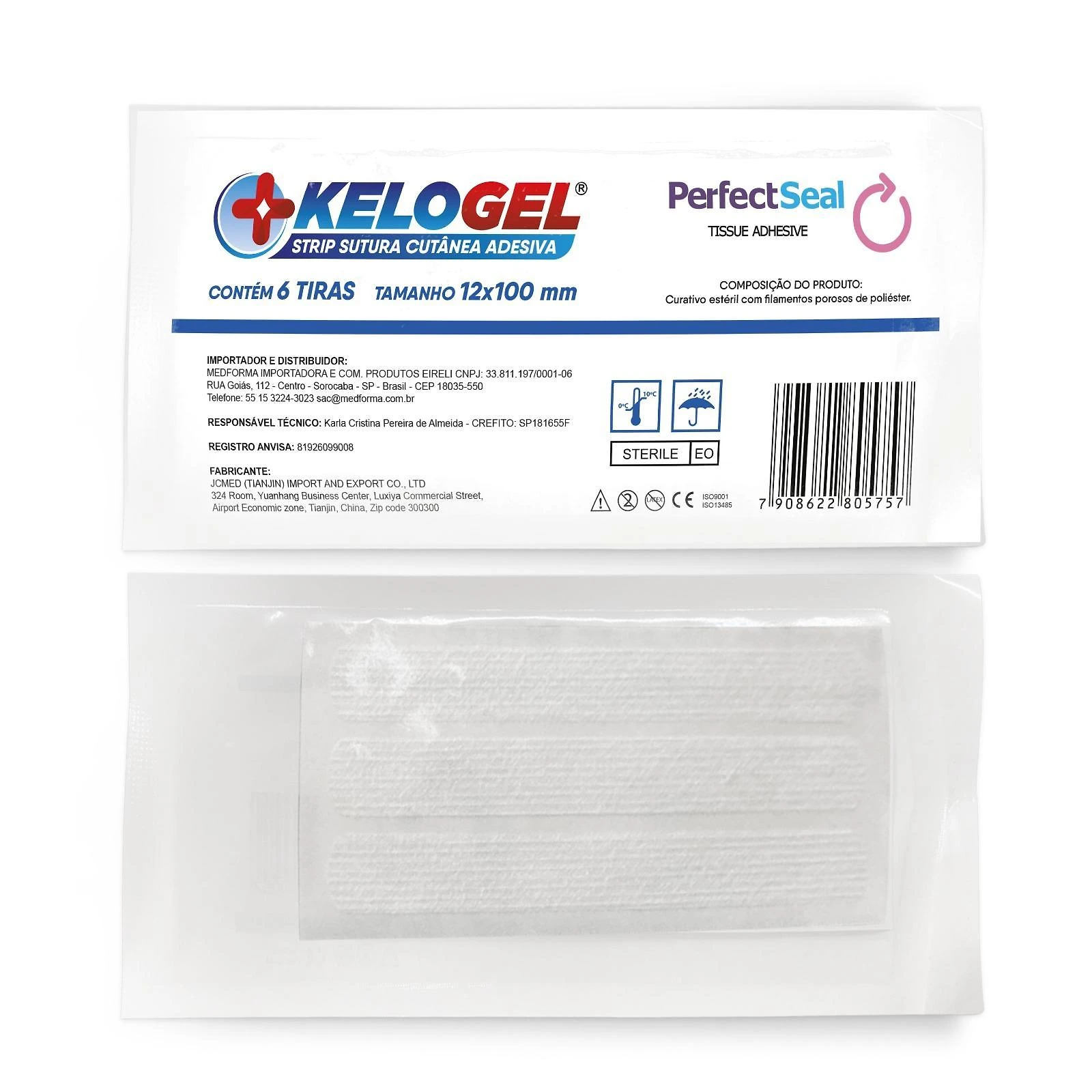 Miniatura Sutura Cutânea Ponto Falso Kelogel Strip 12Mmx100Mm 120Un