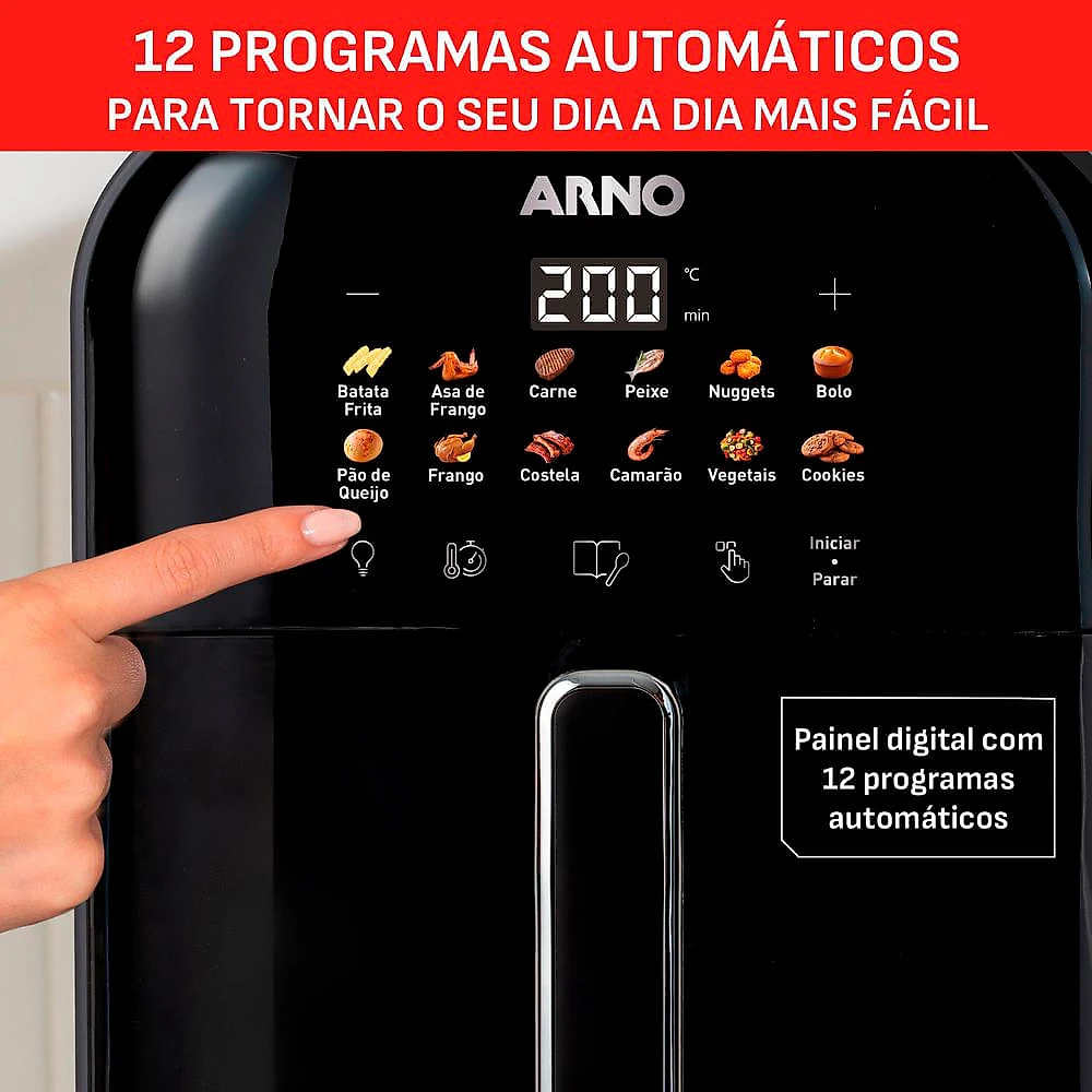 Fritadeira Sem Óleo Arno Easy Fry Turbo 6L com Painel Digital e Luz Interna - AFI6 110