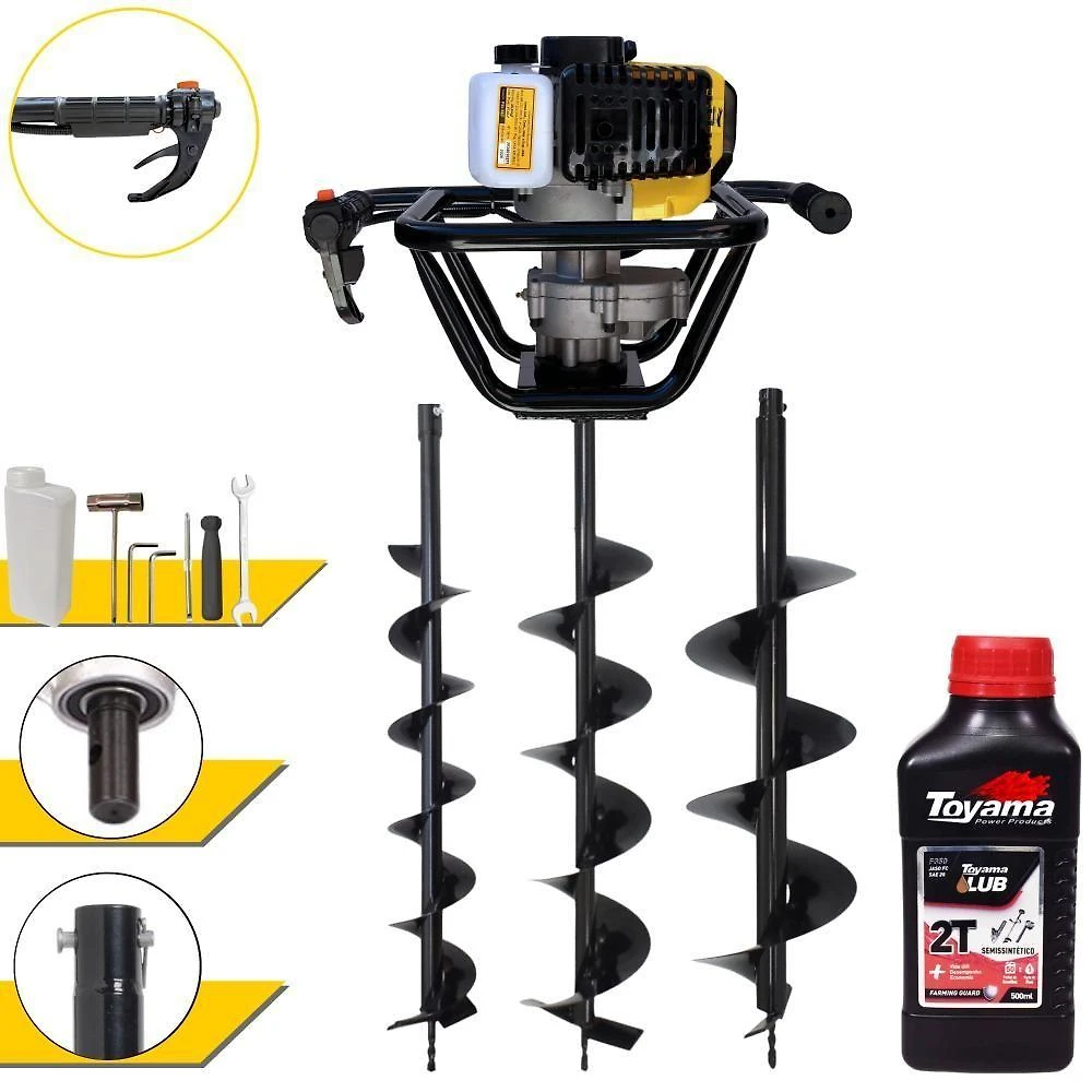 Perfurador de Solo PSL517 à Gasolina 51,7CC 1,8HP com Brocas 80X20CM 80X25CM 80X30CM Lynus