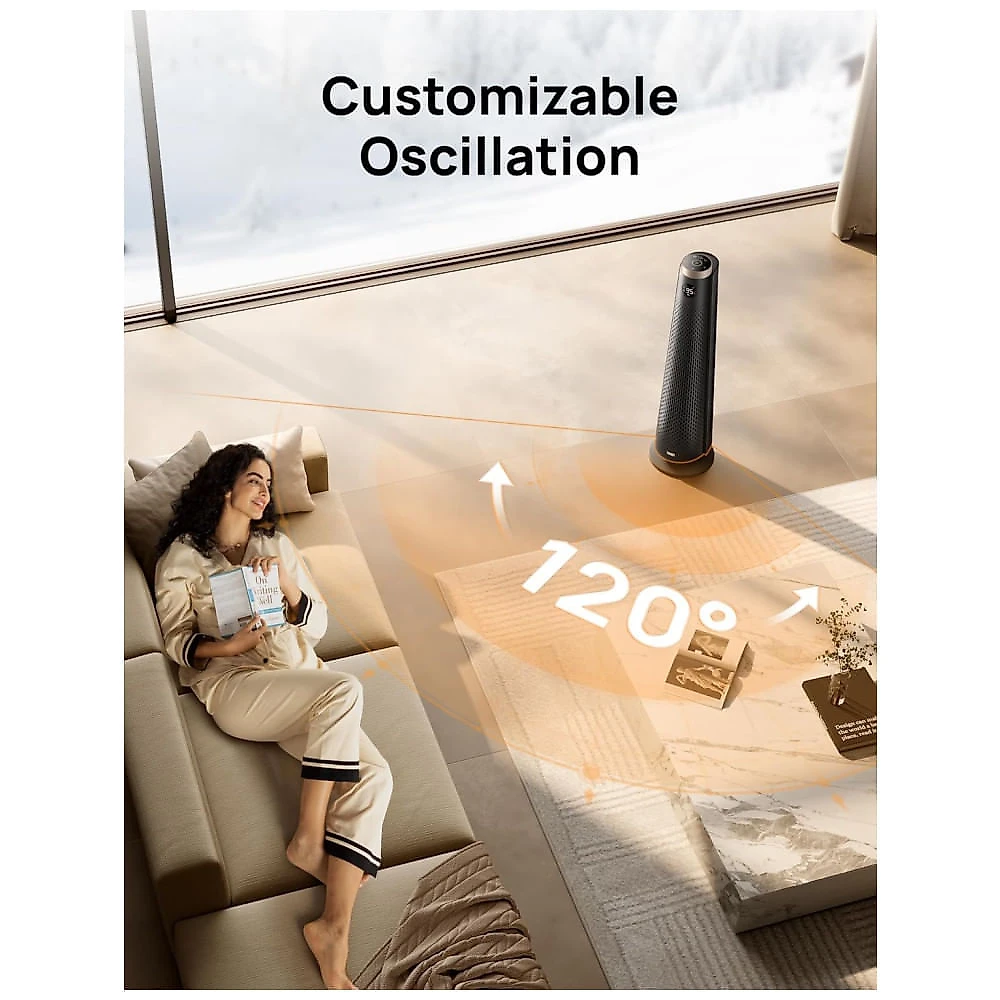 Aquecedor Elétrico Dreo Space Heater Indoor de 76,2 cm com Controle Remoto - Aquecimento Potente para Ambientes Amplos - Design Seguro e Moderno