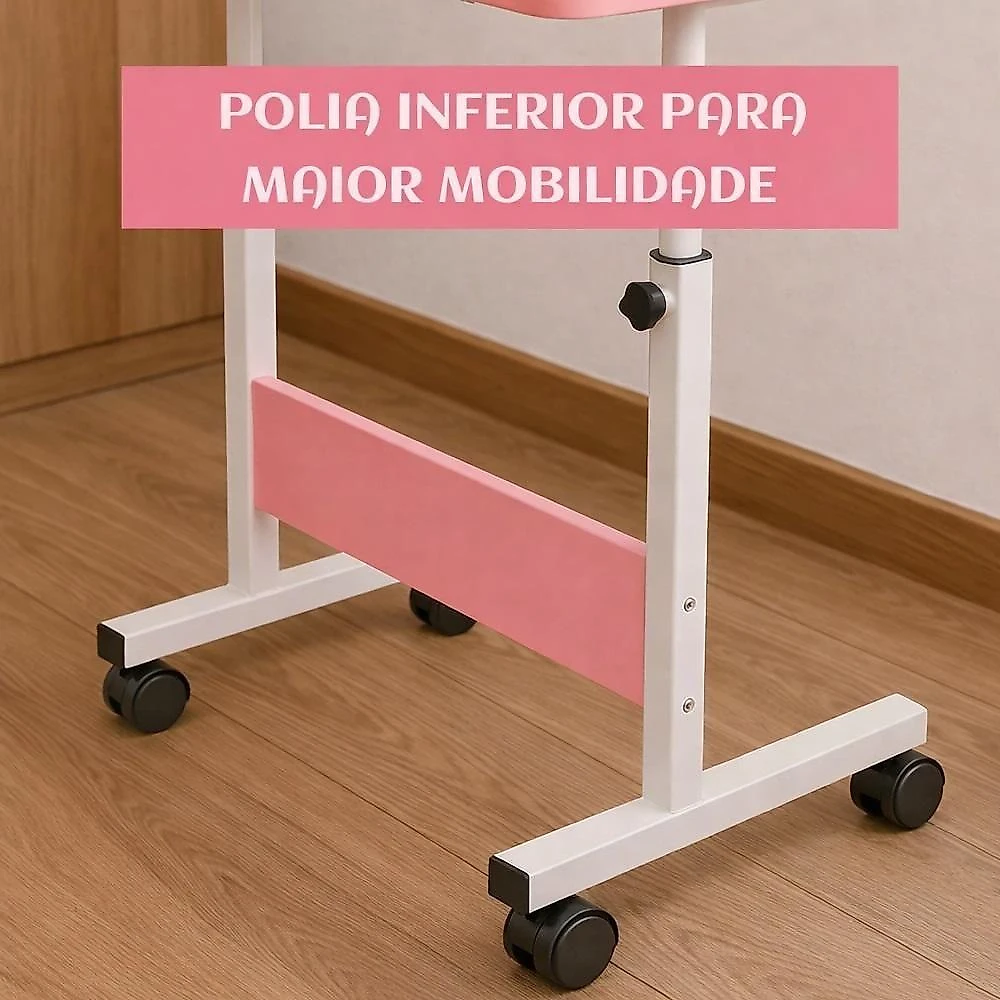 Mesinha Notebook Rosa Escrivaninha Ajustável