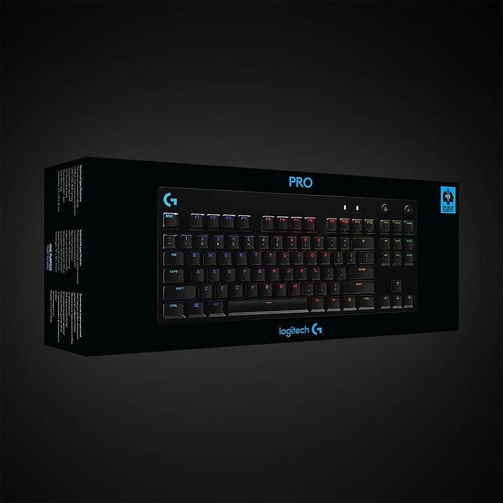 Teclado Mecânico Gamer Logitech G PRO com Layout US, RGB LIGHTSYNC, Design TKL, Cabo Destacável, Switch GX Blue Clicky - 920-009388
