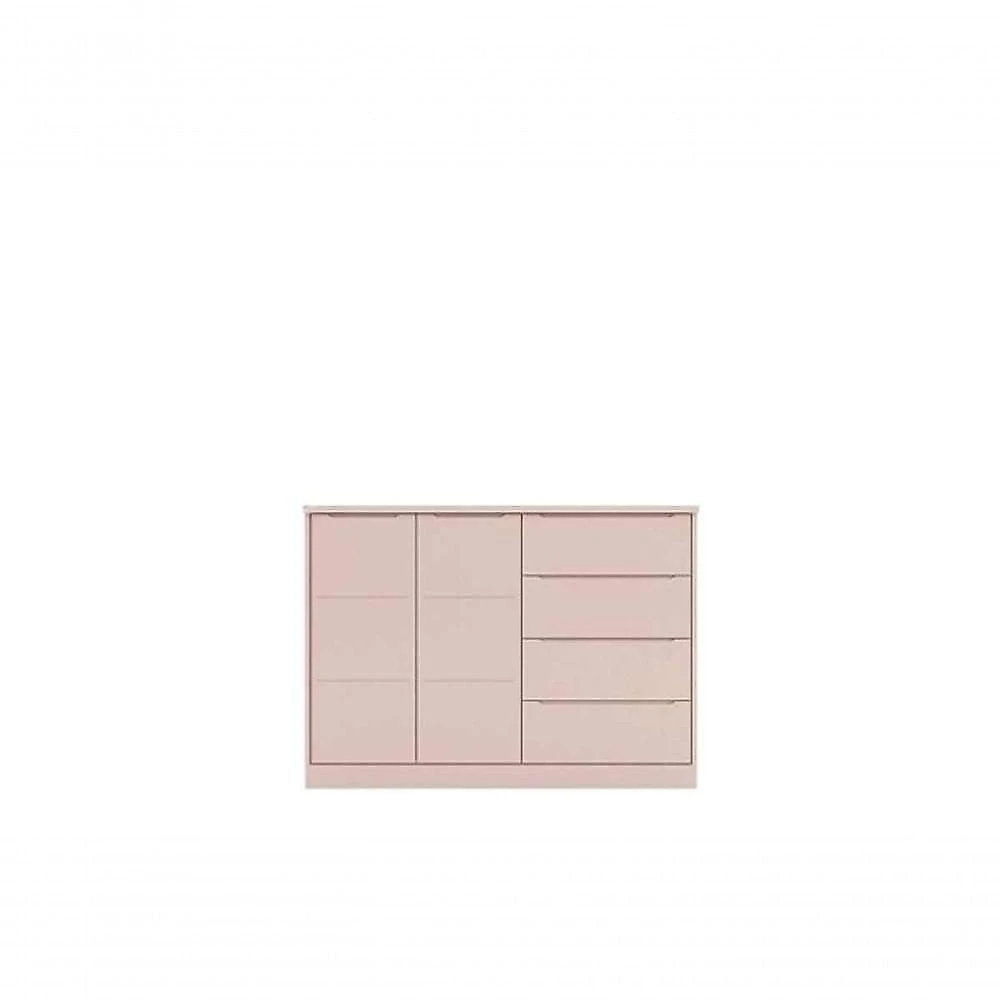 Jogo de Quarto Pérola 3 Portas 4 Gavetas + Cômoda + Berço Mini Cama MDF Rosê Phoenix Baby