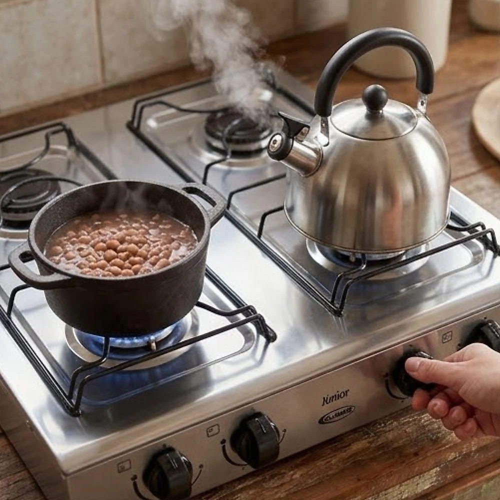Fogão Cooktop a Gás Clarice Júnior 4 Bocas Inox Trempes Esmaltadas Preto 110V