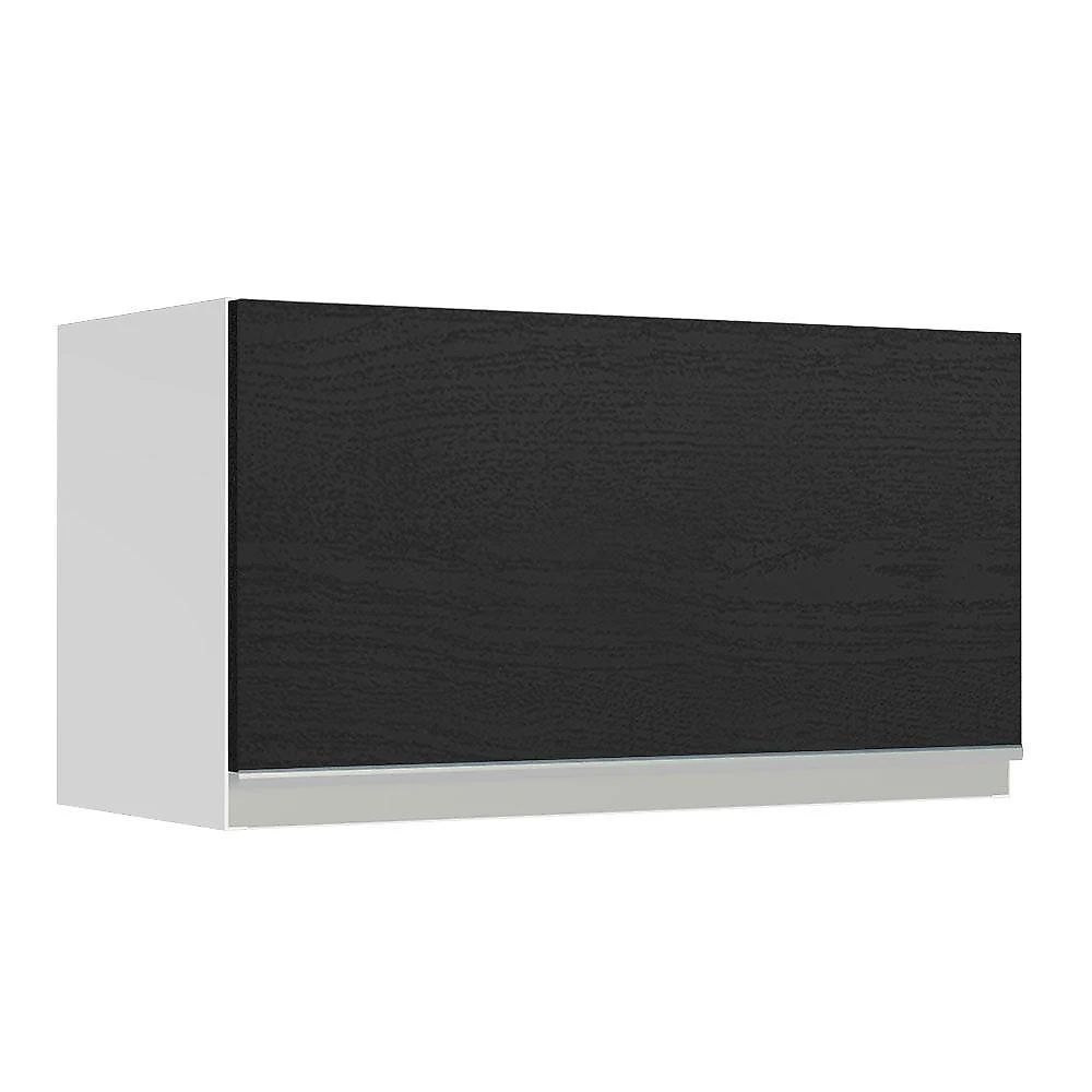 Armário de cozinha aéreo 60 cm 1 porta branco/preto glamy madesa