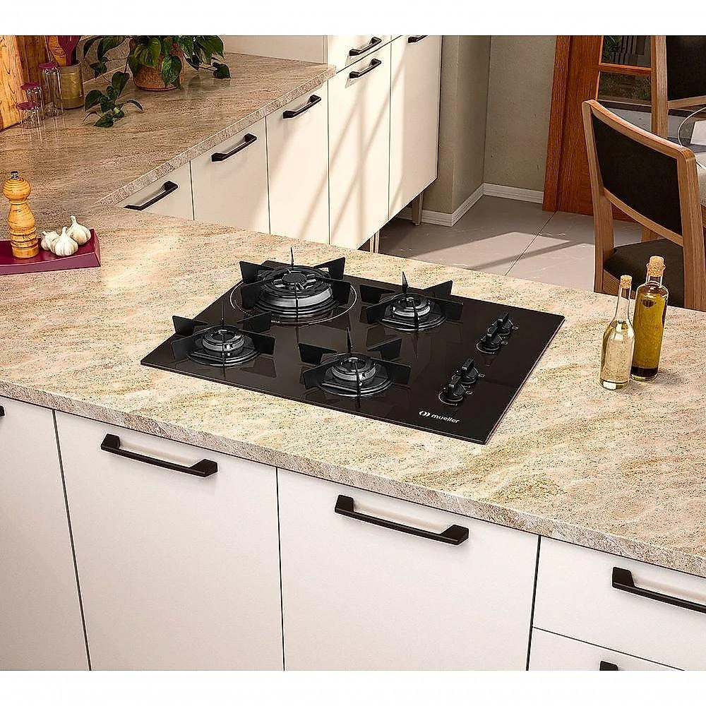 Cooktop Mueller 4 Bocas Com Queimador Tripla Chama MCG4BC Bivolt