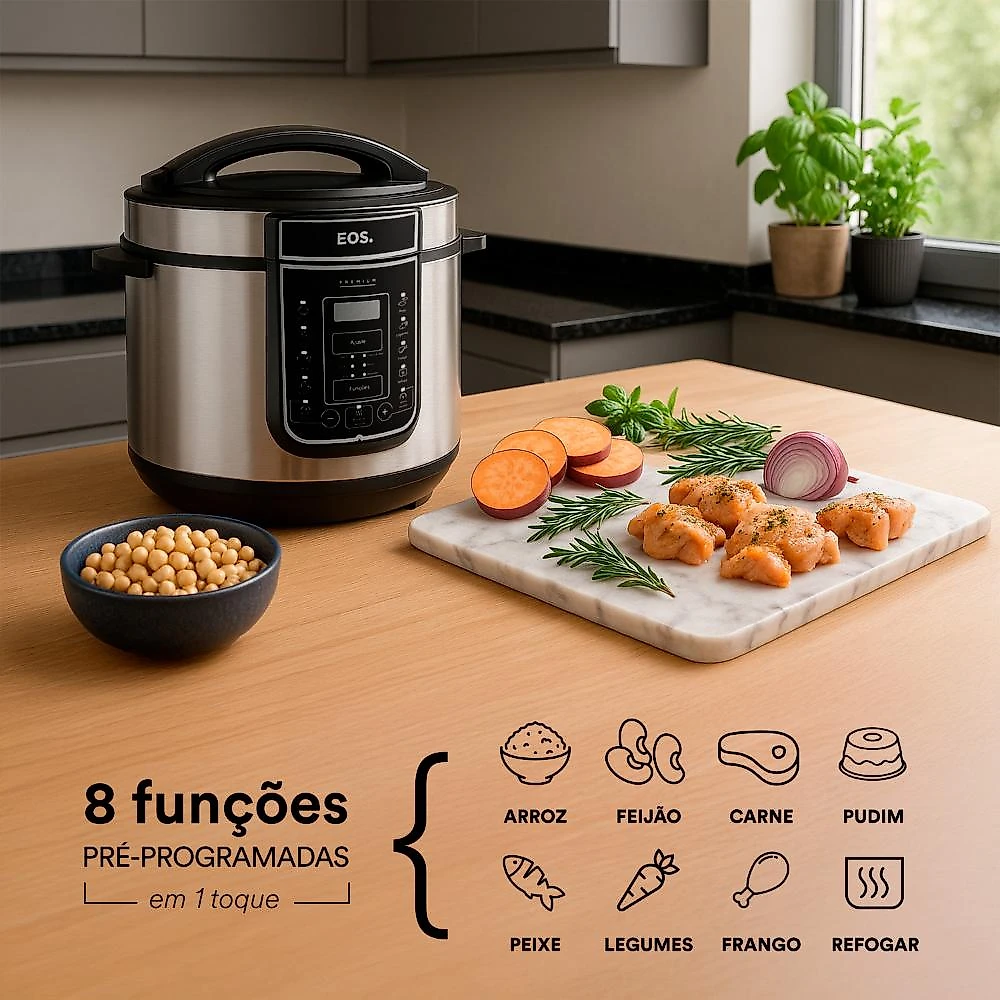 Panela de Pressão Elétrica 3 Litros EOS Multicooker Digital Inox EPP30DI 110V