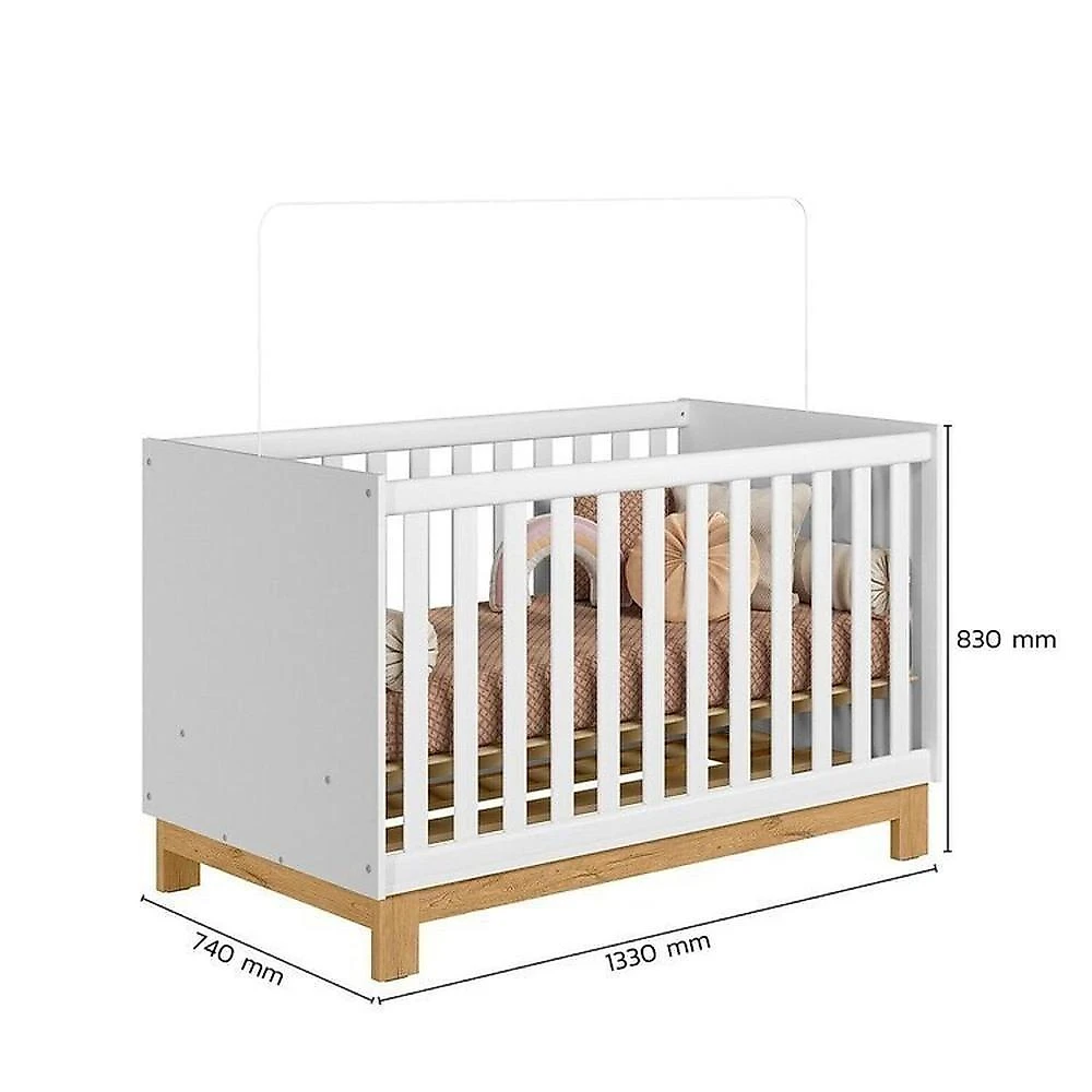Quarto para Bebê Completo com Guarda-roupa, Berço e Cômoda Slim Branco Acetinado