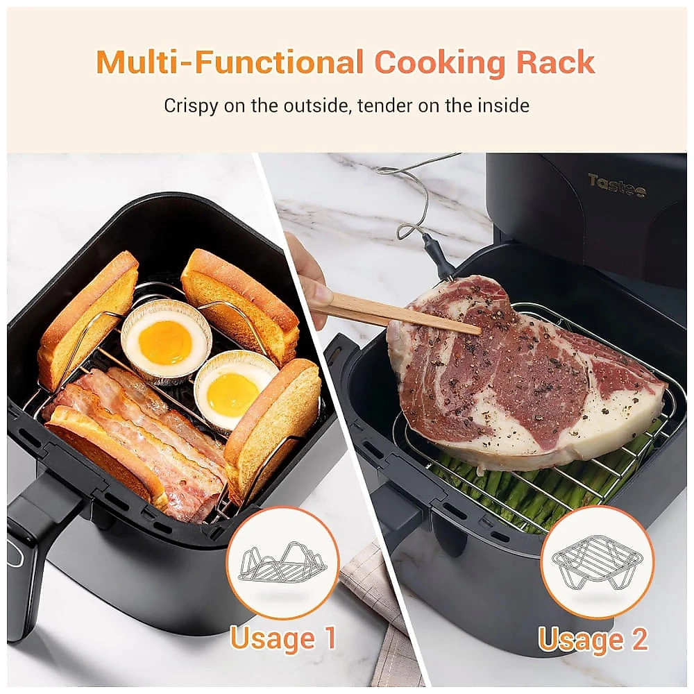 Fritadeira Elétrica Cerâmica Tastee, 8 em 1 5,2L, Desidratador 232°C com Sonda Inteligente, 24 Receitas, App com Receitas