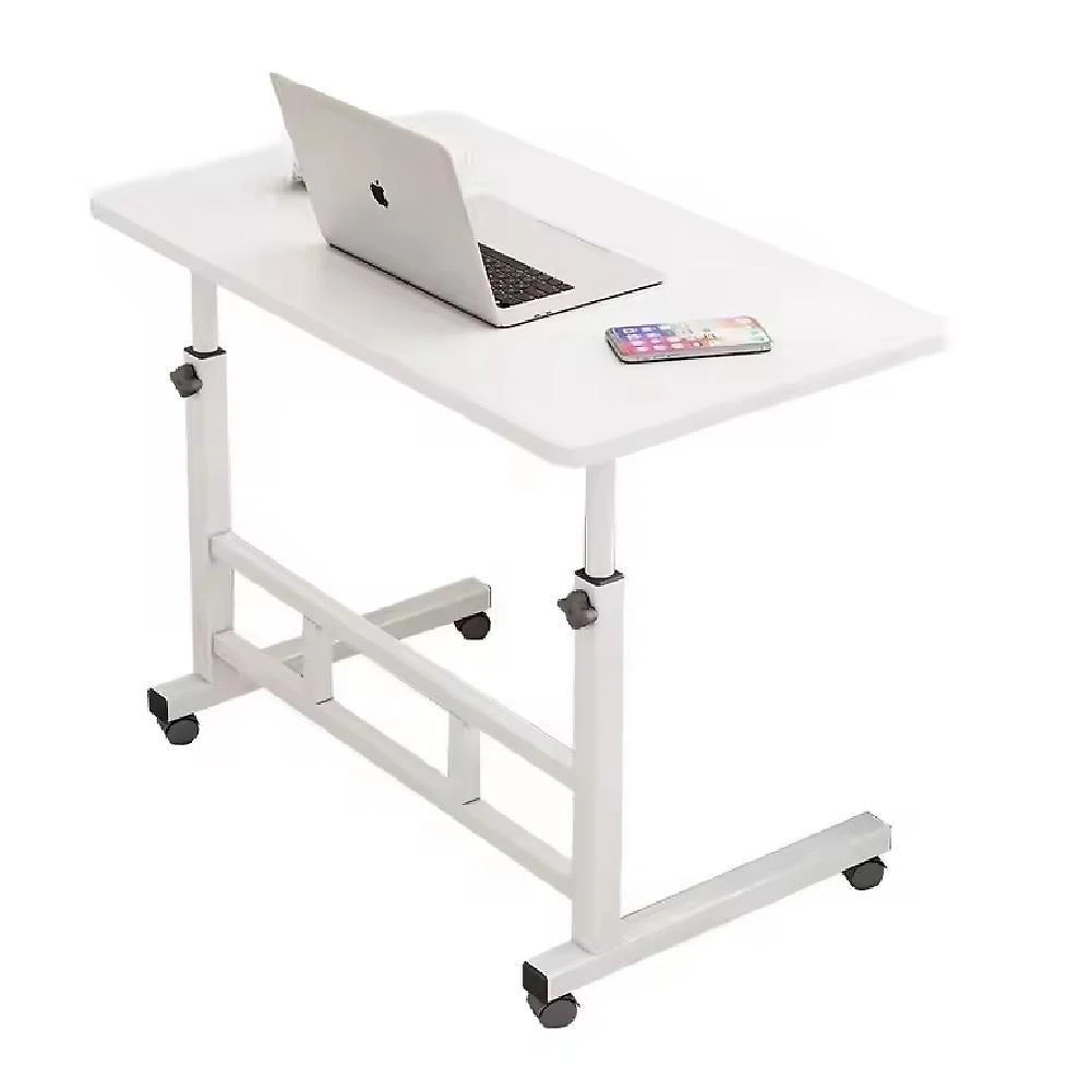 Mesa Notebook Altura Ajustavel Home Office Multifuncional Com Rodinhas Escrivaninha Sala Sofa Branco