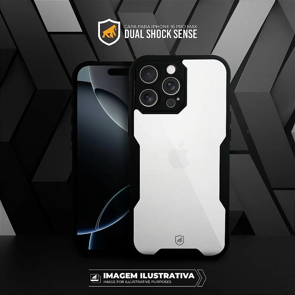 Capa Case Capinha Para Iphone 16 - Dual Shock Sense Preta - Gshield