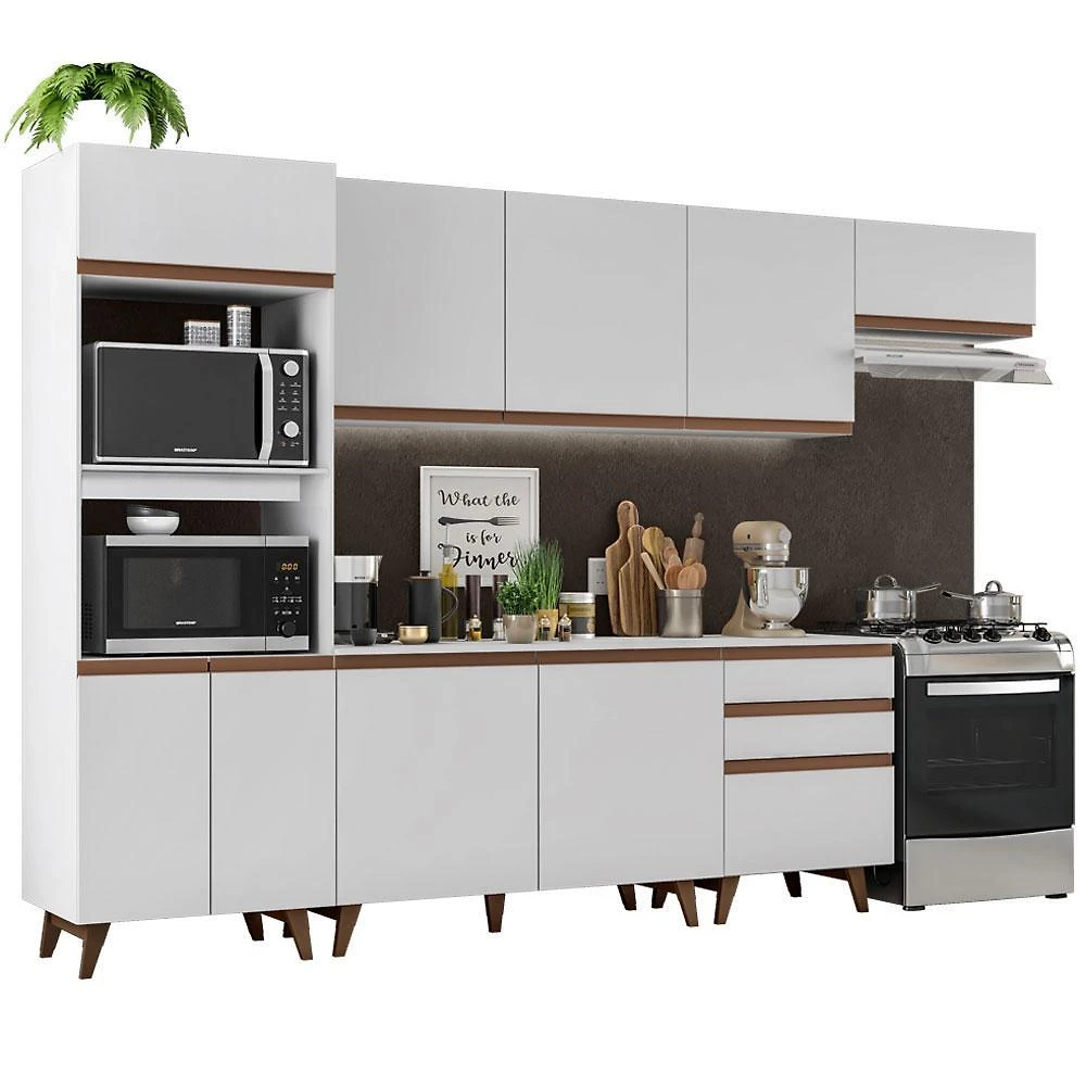 Cozinha completa madesa reims 320001 com armário e balcão - branco