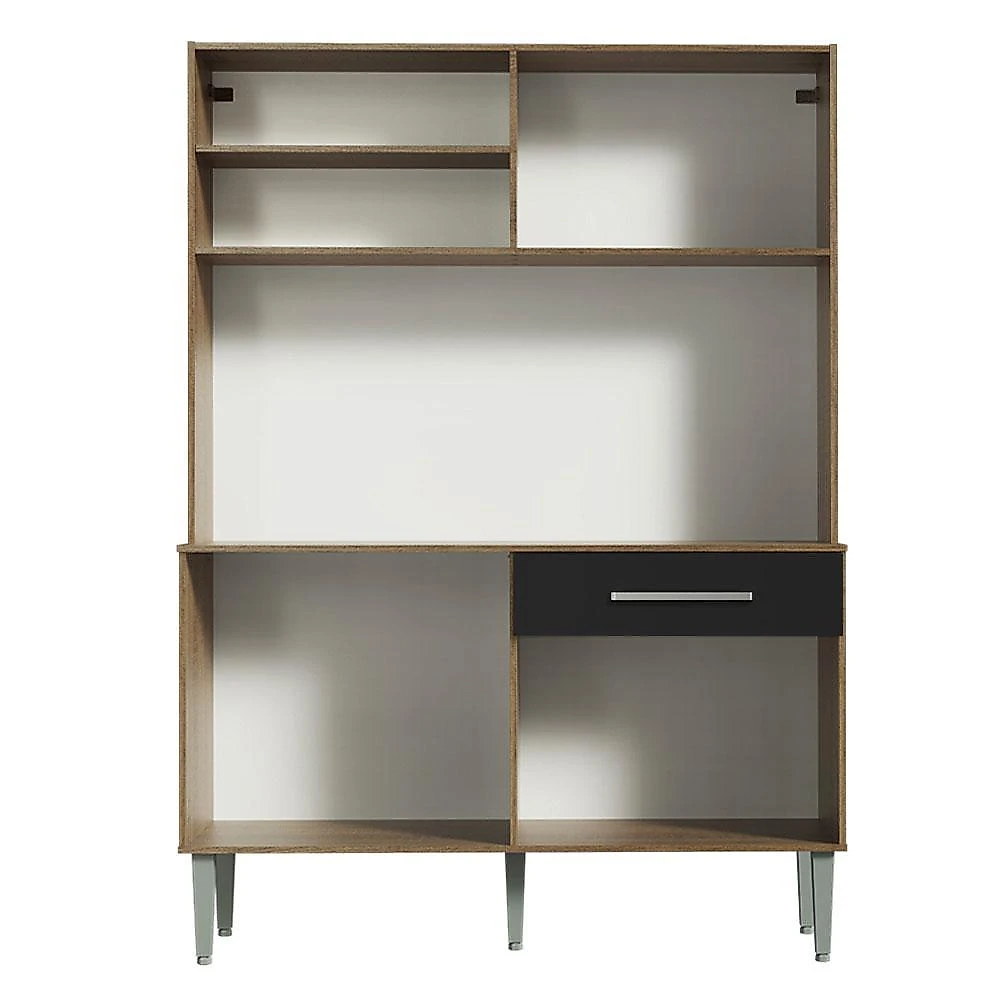 Armário de cozinha compacta 120cm rustic/preto life madesa