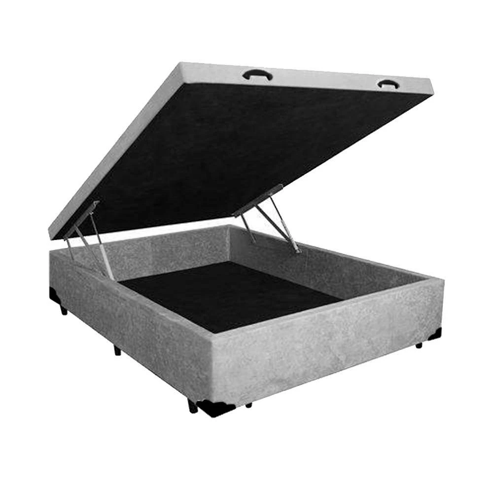 Cama Box Baú Blindado Casal Extremo Reforçado Ortopédico Ortopillow Suede Cinza Homequeen