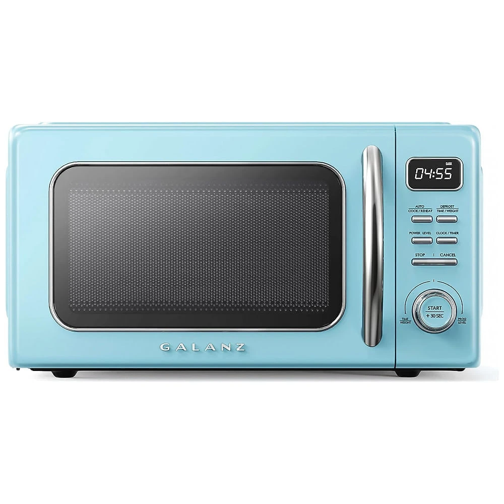 Micro Ondas de Bancada em Aço Inoxidável 31L com 10 Programas, 110V 1000W, Galanz GLCMKZ11BER10 Retro, Azul