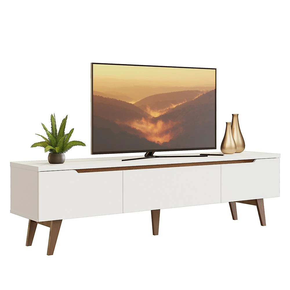 Miniatura Rack para TV até 75 Polegadas Madesa Brest 2 Portas 1 Gaveta Branco Branco