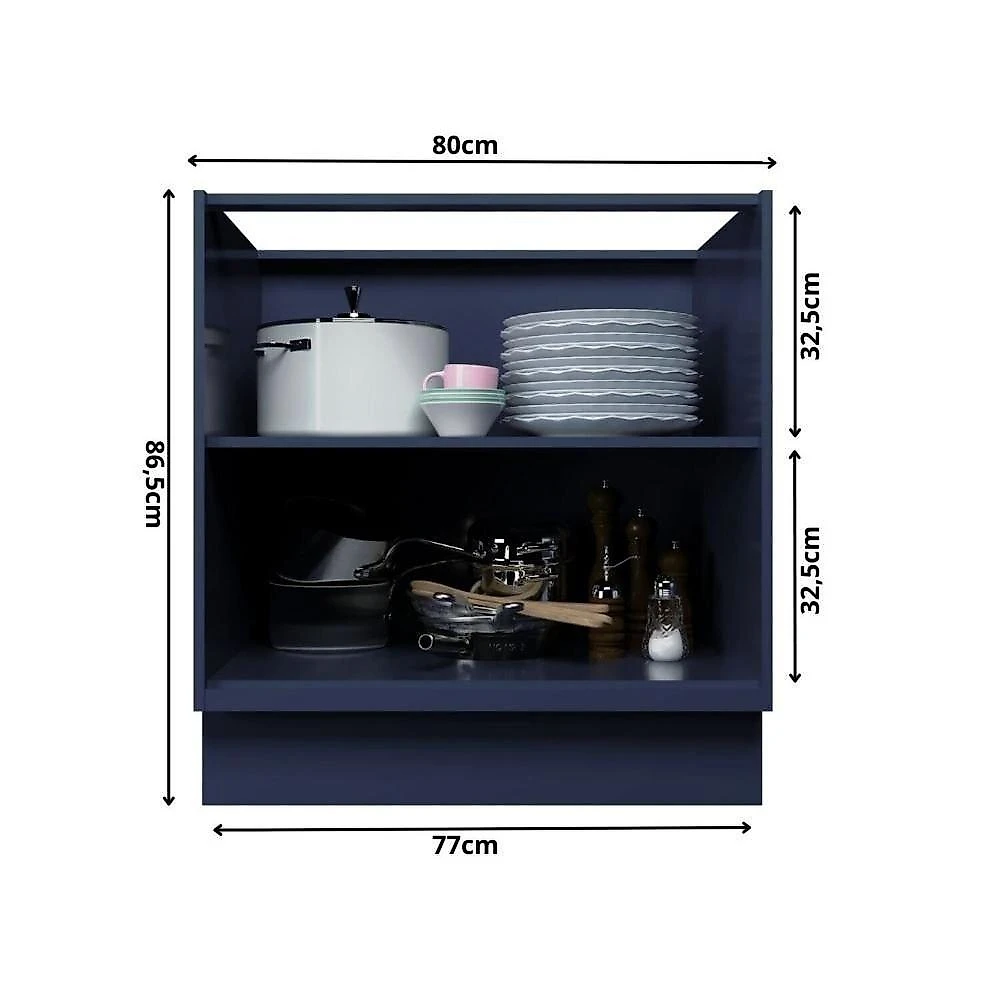 Cozinha Compacta Modulada 7 Portas 3 Gavetas 100% Mdf 2 Tampos Sevilha Azul Órion