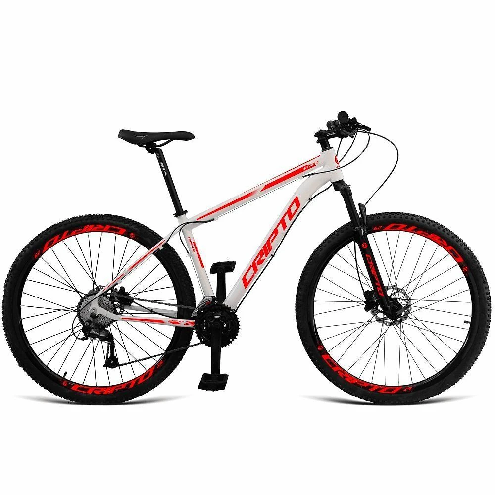 Bicicleta Aro 29 Cripto 24v Shimano Fr. Hidraulico-trava-k7 - Branco-vermelho - 17" Branco-vermelho
