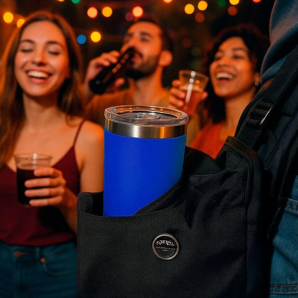 Copo Térmico Brasil Azul Parede Dupla Aço Inoxidável Isolamento a Vácuo Azul Oba Mix 591ML