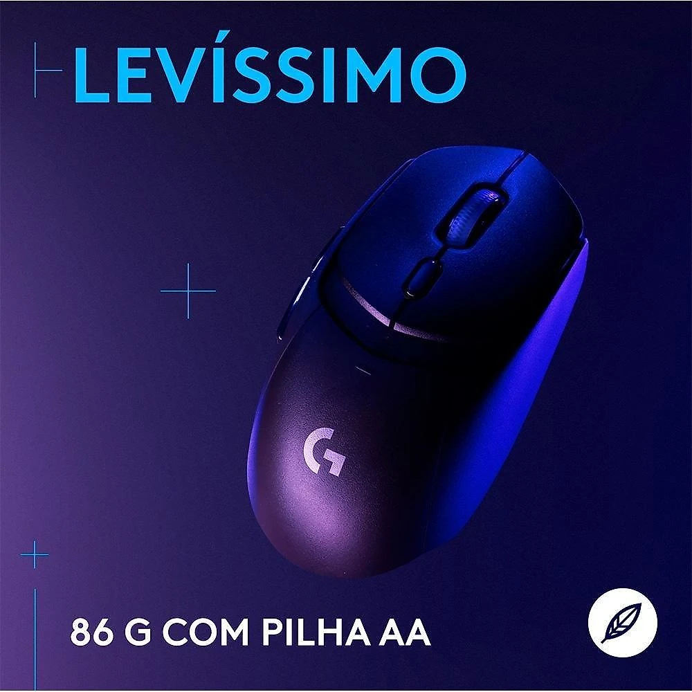 Mouse Gamer sem fio Logitech G309 LIGHTSPEED com Switches LIGHTFORCE, Sensor HERO 25K, 6 botões programáveis, Preto - 910-007198