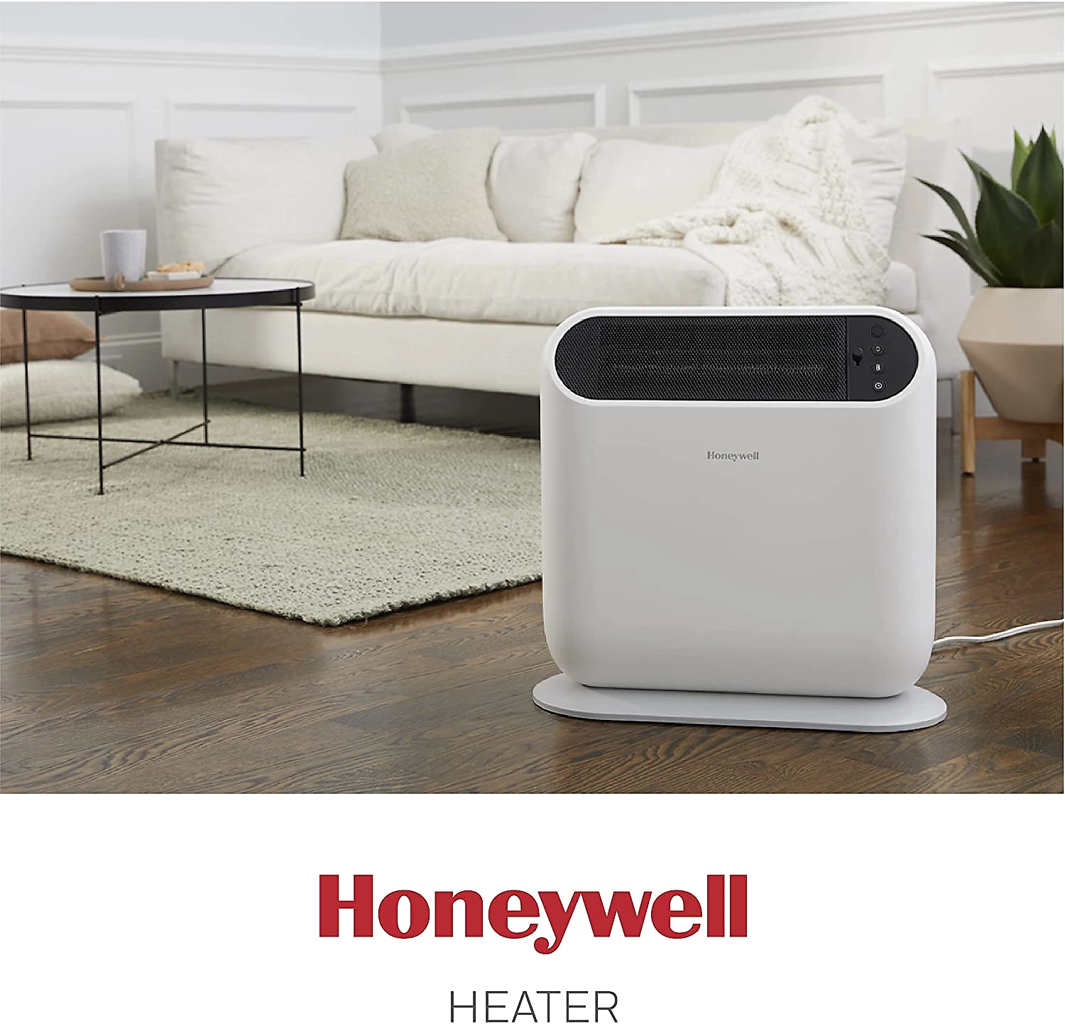 Honeywell ThermaWave 6 Aquecedor Elétrico de Cerâmica com 2 N íveis de Potência e Termostato Ajustável 110V Branco