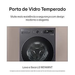 Lava e Seca LG WD16GNTS6 16kg/10kg AI DD Wi-Fi TurboWash 360° Vapor Black Inox 110V