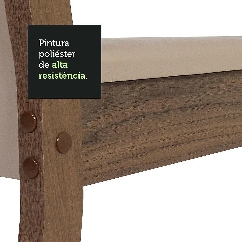 Conjunto sala de jantar mesa tampo de madeira 4 cadeiras rustic/crema/sintético bege claire madesa