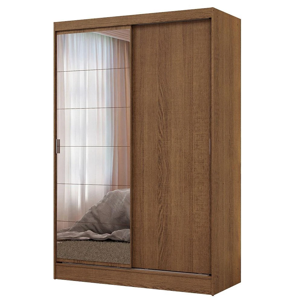Guarda-roupa 2 portas de correr com espelho rustic max madesa