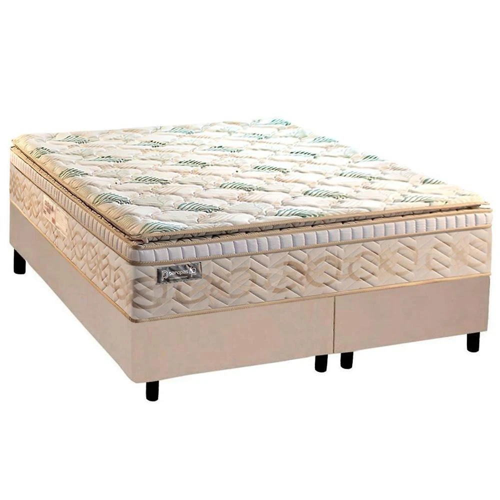 Conjunto Box Queen: Colchão Molas Paropas Ensacadas Eco Bamboo + Base Crc Suede Clean (158x198)