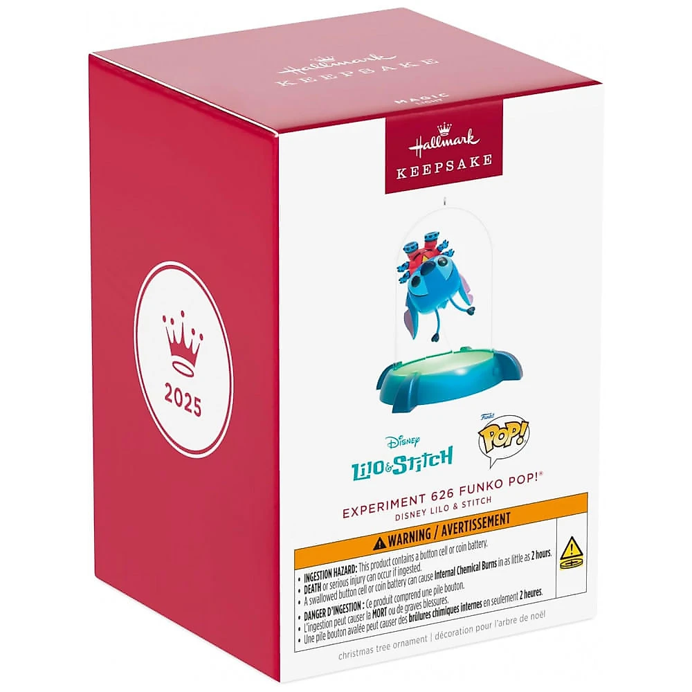 Ornamento Hallmark Keepsake 2025 Disney Lilo & Stitch Experiment 626 Funko POP! com Luz, Presente para Fãs Disney