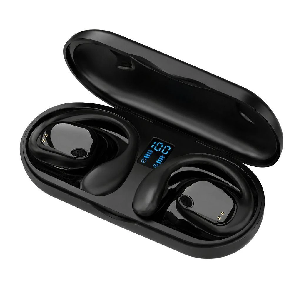 Headset Bluetooth de Condução Óssea MDM Esportivo para Corrida com Microfone Preto