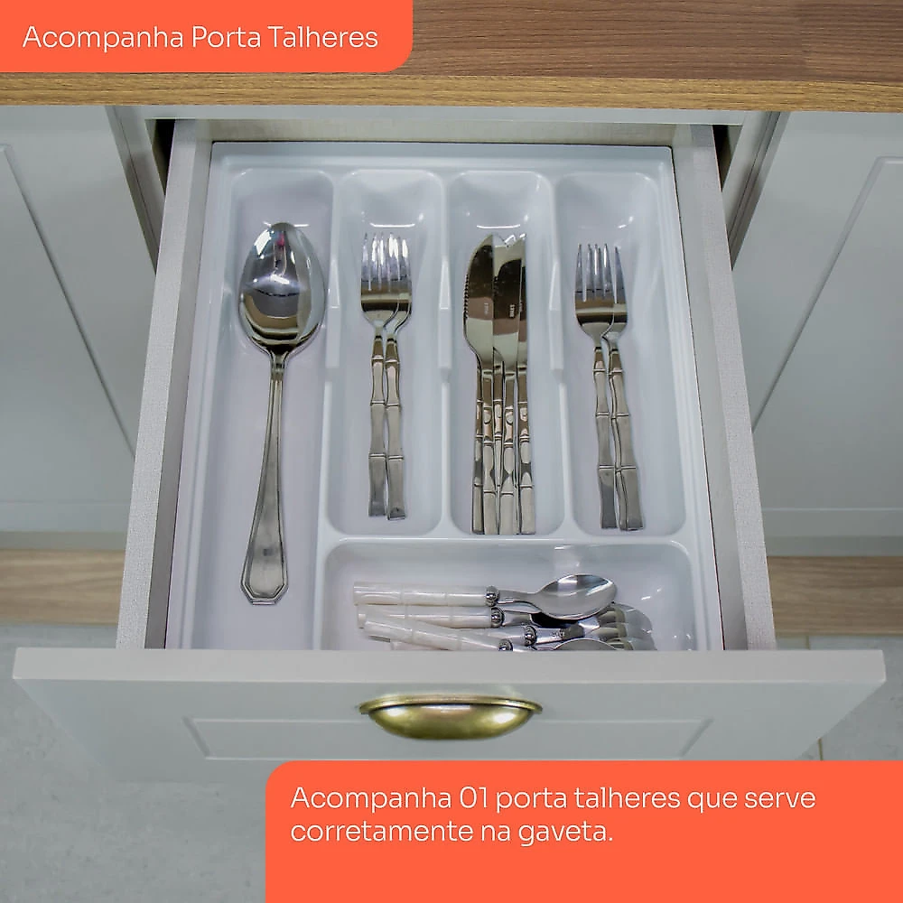 Cozinha Completa 4 Peças Com Aéreo Cristaleira Amy Casa 812 Cinza/Nature