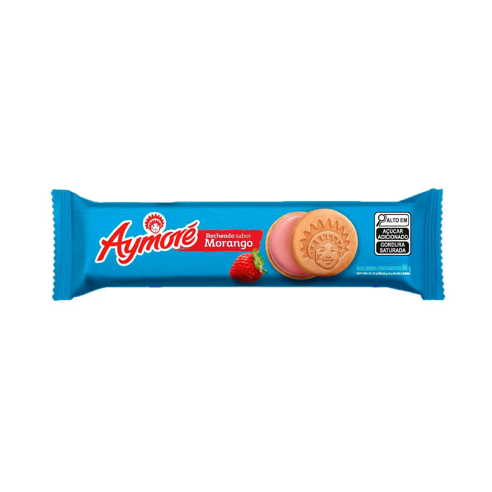 Biscoito Aymoré Recheado Morango 86g