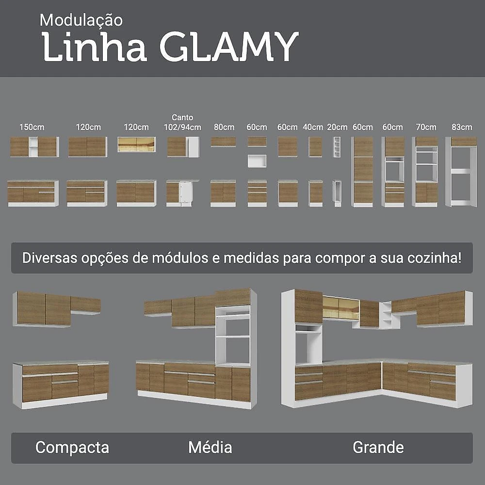 Porta-geladeira 103 cm 1 porta basculante branco/rustic glamy madesa
