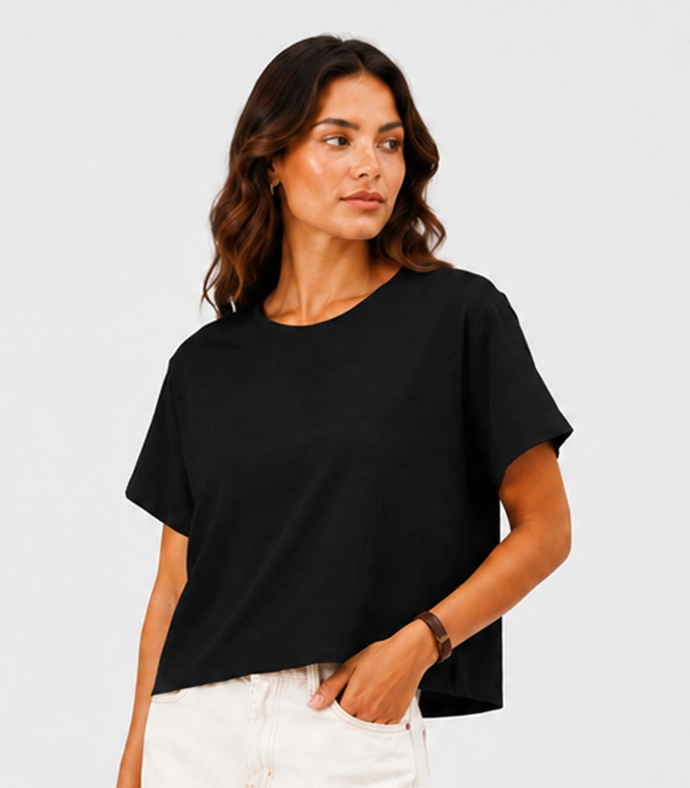 Blusa Feminina Meia Malha Maquinetado Infinita Cor Preto
