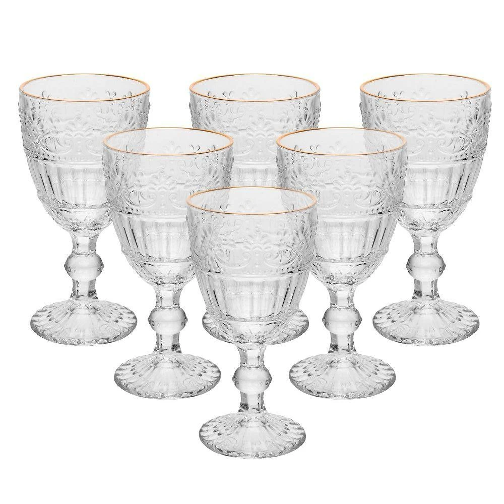 Conjunto 6 Taças De Cristal Com Fio De Ouro 320ml Mauve Wolff