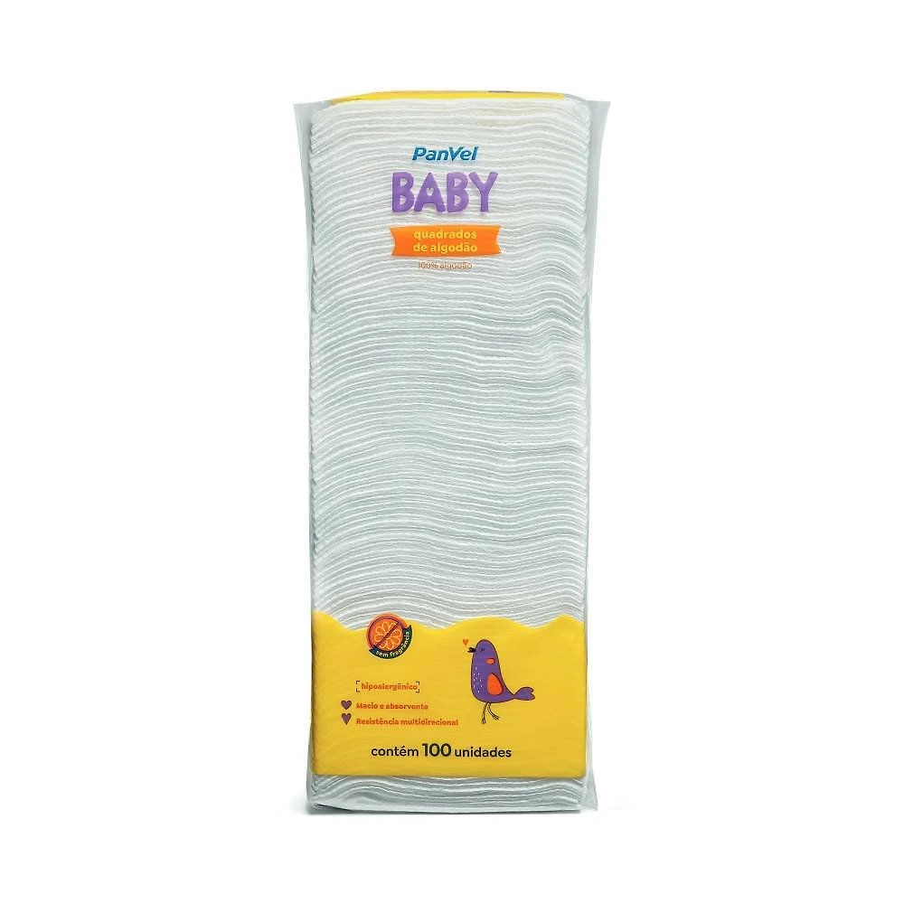 Algodão Quadrado Panvel Baby Com 100 Unidades