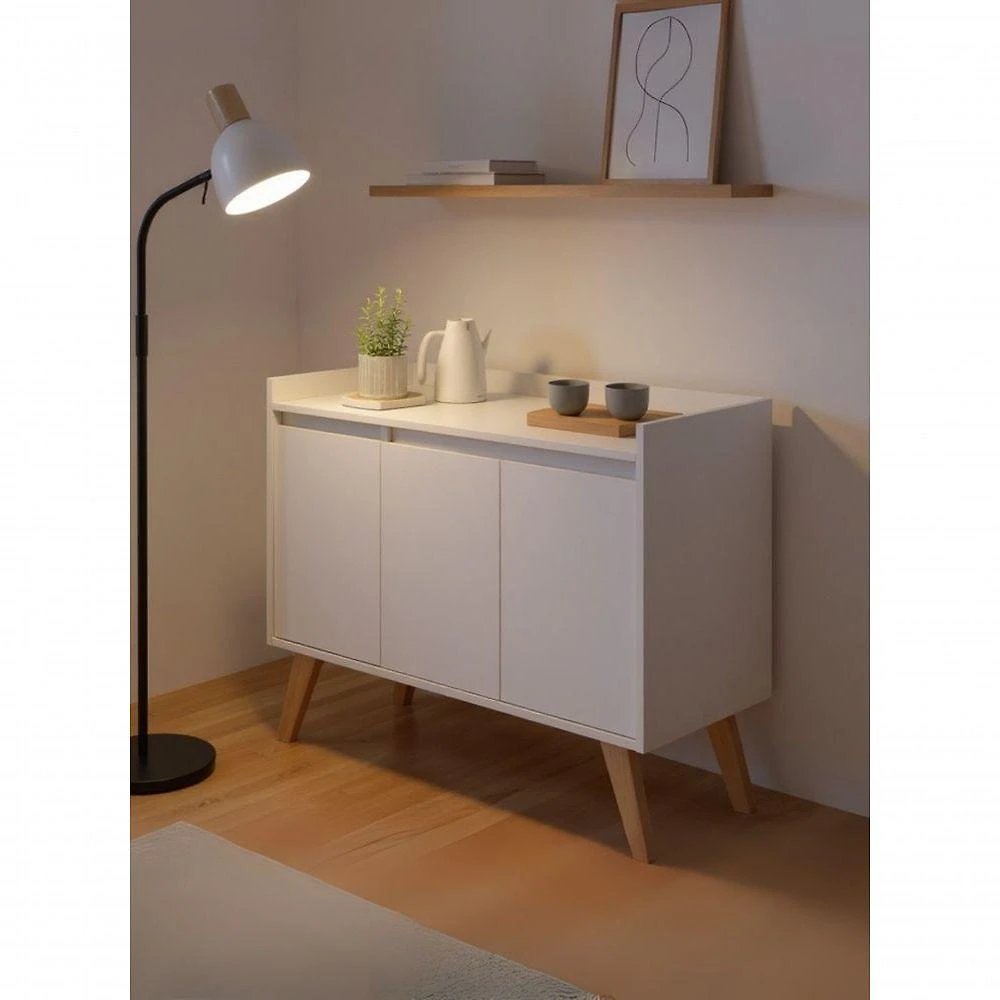 Aparador Buffet Madri Retrô 2 Portas MDF 90CM Branco On Móveis