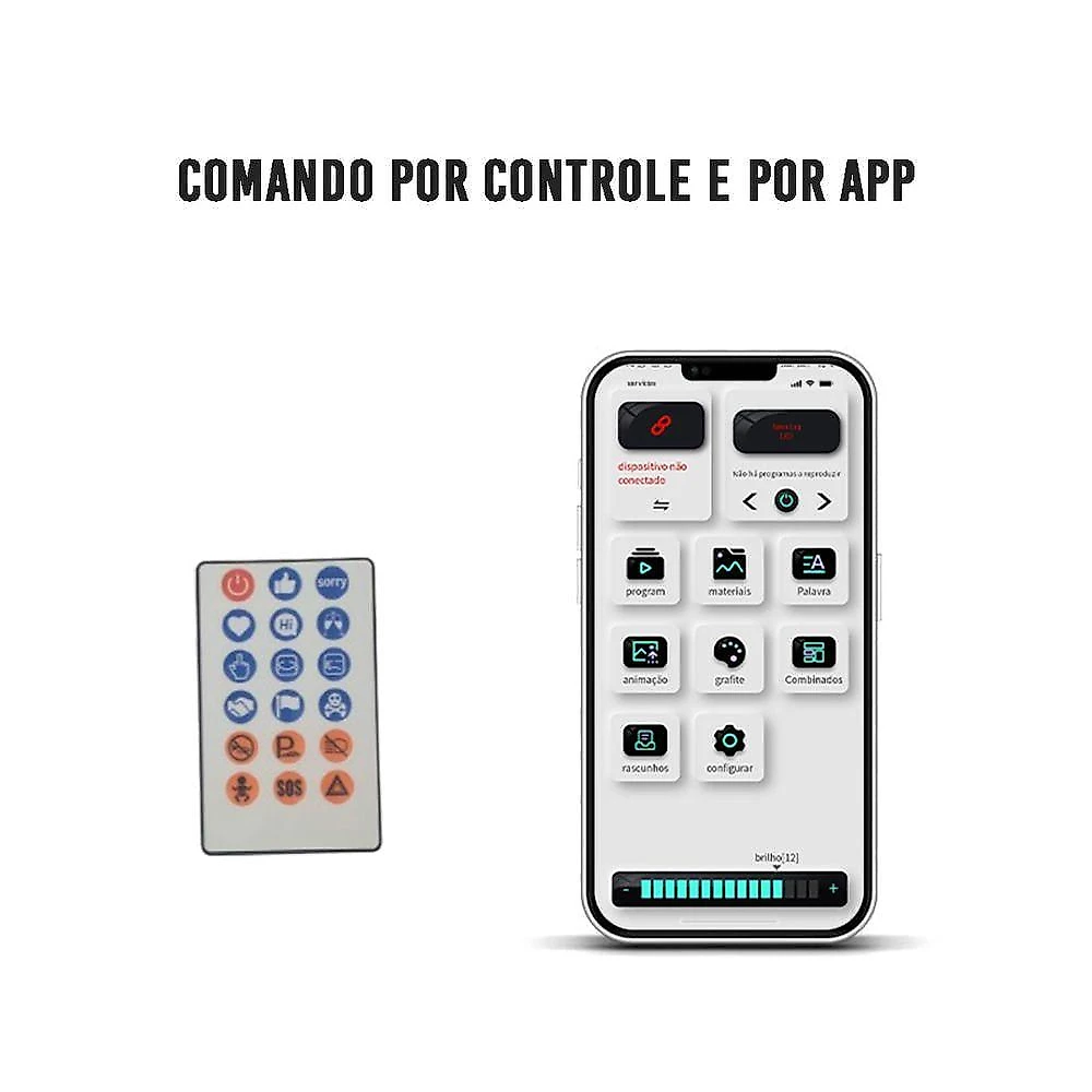 Painel LED Flexível Parabrisa AB Mídia SU-BRISA RGB App USB 5V Preto