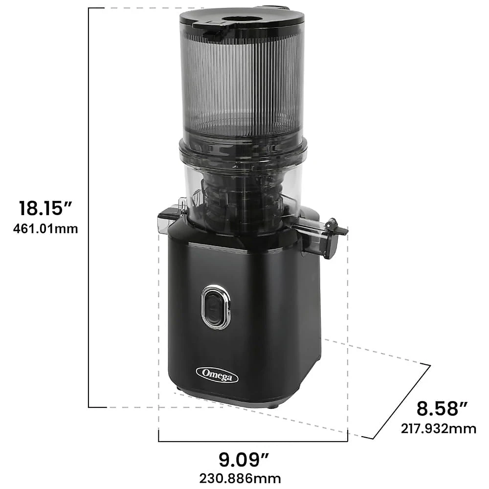 Extrator de Suco Omega Cold Press Juicer Time Saving para Sucos de Frutas e Vegetais em Lotes, 150 Watts, Preto