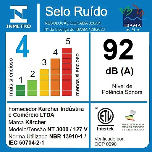 Aspirador de Pó e Líquidos Kärcher NT 3000 1600W 170mbar 30L 110V