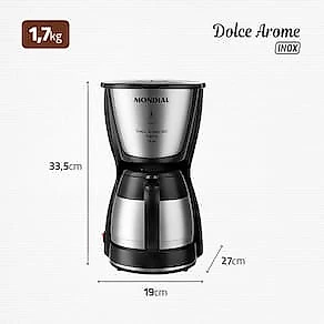 Cafeteira Elétrica Mondial Dolce Arome Thermo Inox C-33 JT 24 Xícaras - Preta 110V